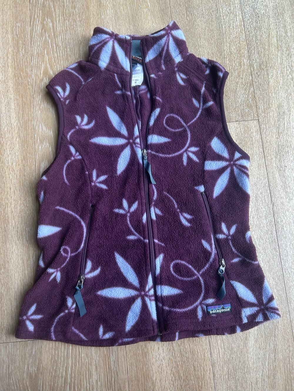 Patagonia Synchilla Fleece Vest Womens M Full Zip Purple Floral Vintage Flower